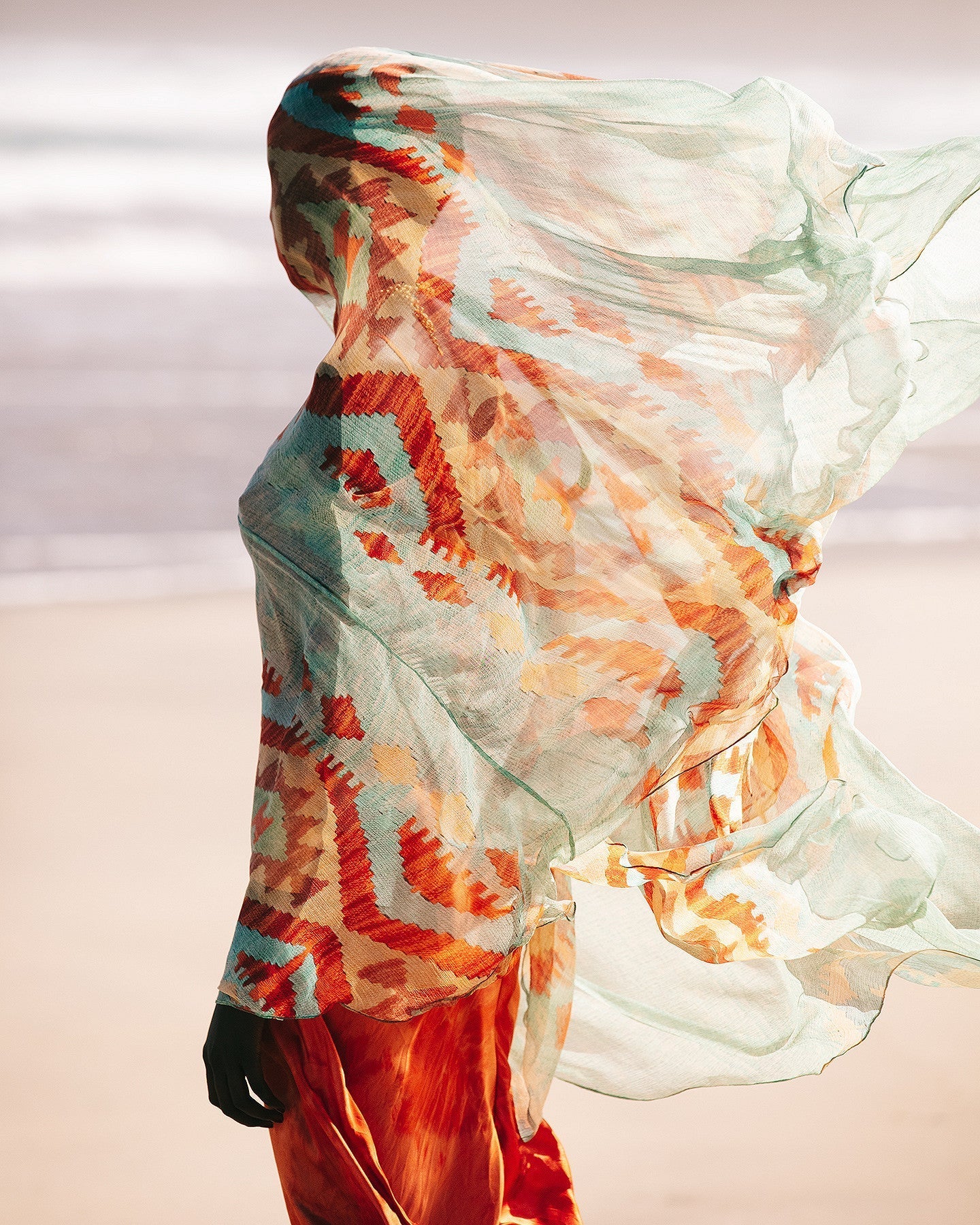 Écharpe Topaze  Bleu / Orange | Mes Demoiselles Paris